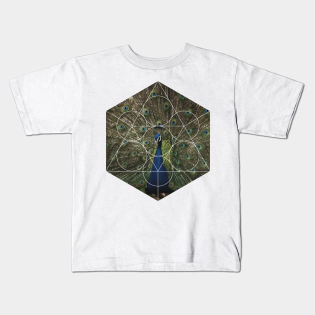 Beautiful Peacock Geometric Photography Kids T-Shirt by deificusArt